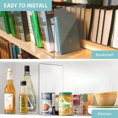 OKPOW Acrylic Shelf Dividers for Closet Organization: 12" Tall x 10" Deep Durable Clear Shelves Separators for Clothing Adjustable 12 Pack - Image 6