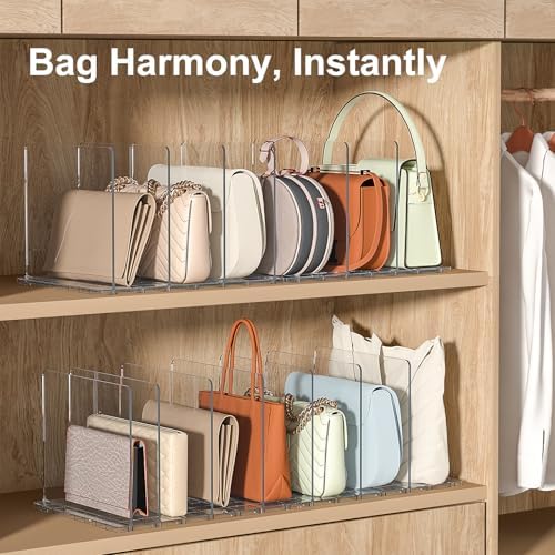 SortNStore Bag & Purse Organizer for Closet: Adjustable Clear Handbag Storage Shelf - Plastic Clutch Dividers for Closet Organizers and Storage - Keep Carteras & Pocketbook Upright (Pack of 3) - Image 2