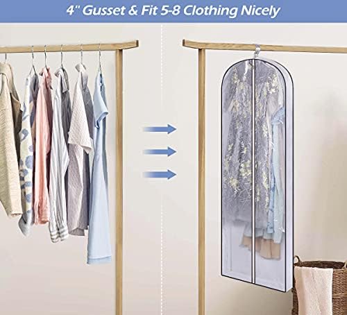 SLEEPING LAMB 60" Gusseted Garment Bags for Closet Storage Clear Dress Bag Hanging Clothes Storage for Long Gowns, Coats, Sweaters, 2 Packs - Image 3