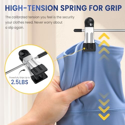 DAMITA Skirt Pants Hangers with Clips Space Saving Hanging Closet Organizer 6 Tiers Hanger with 360° Swivel Hook, Finger-Safe Design- College Dorm Room Apartment Essentials 1-Pack - Image 3