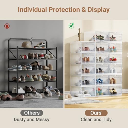 BROVIEW XX-Large Shoe Sneaker Storage Boxes for Size 14, 12 Pack Shoe Boxes - Image 6
