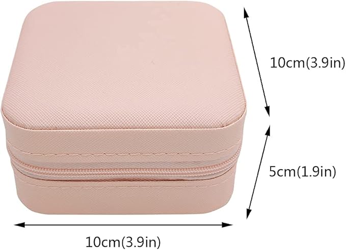 TRODANCE Mini Jewelry Travel Case, Small Portable Jewellry Organizer Box Portable Display Storage Box for Rings Earrings Necklaces, Gifts for Girl, Women, Wedding, Birthday, Mom, Mother's Day (Pink)
