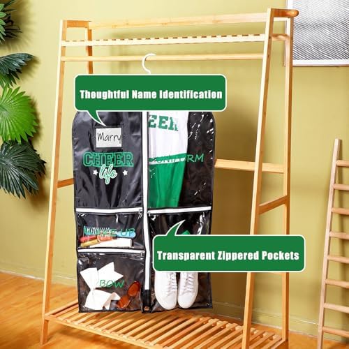 Blushtier 40" Cheer Uniform Garment Bag Cheerleading, Black,Green - Image 3