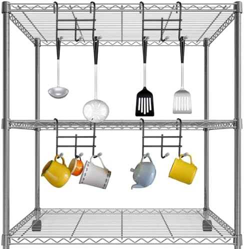 Teenyyou 6 Pack 3 Hook Attachment for Wire Shelving, Black - Image 6