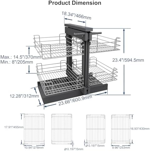 VADANIA Blind Corner Pull Out Organizer for 32" Cabinet, Soft Close - Image 3
