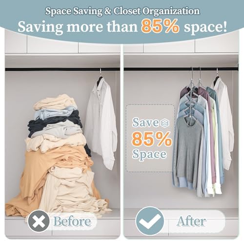 Space Saving Shirt Hanger 5 in 1 Non Slip Coat Hanger Grey 4 Pack - Image 2