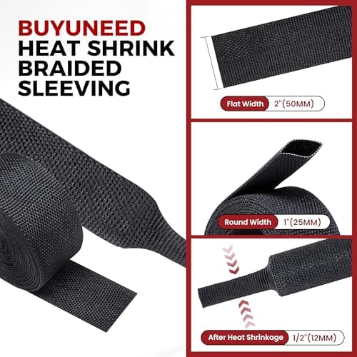 2:1 Ratio Heat Shrinkable Braided Wiring Sleeving 1" ID-46ft - Image 2