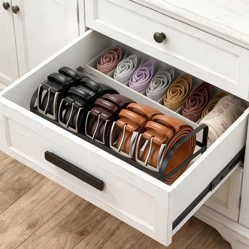 DAOYA 5-Slot Belt Organizer for Closet, Bamboo Wooden Belt Storage Rack for Dresser Drawer, Display Belts Ties Neatly, Sturdy Gift for Men - Image 5
