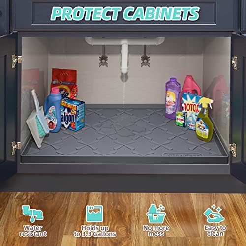 SIKADEER Waterproof Under Sink Mat 19" x 19" Silicone Mat Cabinet Protector - Image 4