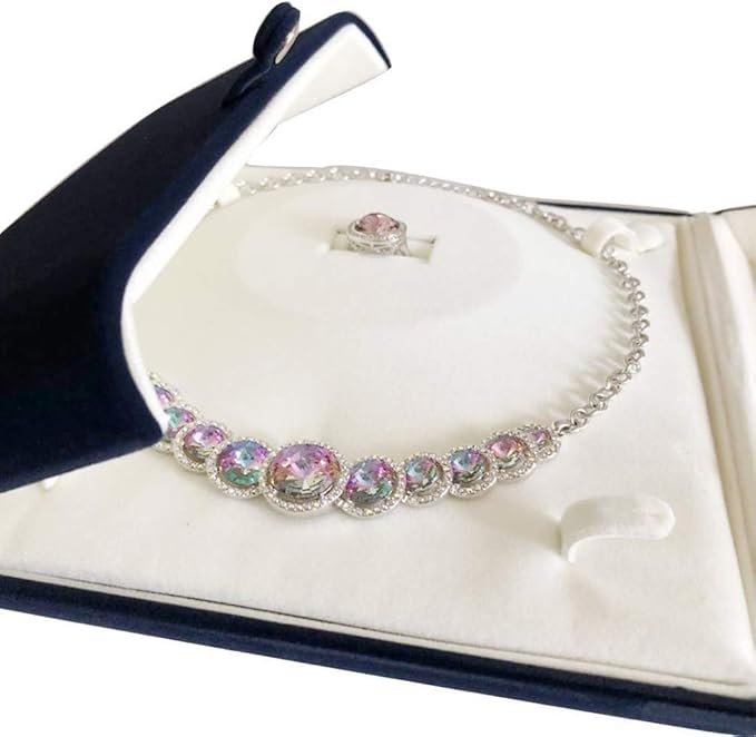 Premium Grade High End Presentation Blue Velvet Jewelry Box for Ring Necklace Bracelet Whole Set (Jewelry is not included)