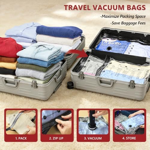 Travel Vacuum Bags for Clothing with Cordless Pump 30 Combo, Clear - Image 2