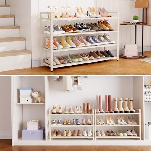 3-Tier Heavy Duty Metal Shoe Rack, 200 LBS Load Capacity, Sturdy Free Standing Shoe Storage Organizer, Holds 9-12 Pairs, 28.7" W x 9.8" D x 19.7" H White for Entryway, Closet, Bedroom & Dorm - Image 7