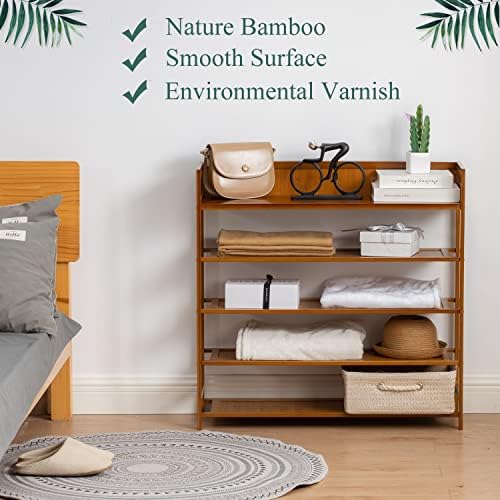 latifolia Bamboo Shoe Rack, 5-Tier Shoe Rack Organizer for Entryway, Living Room(Brown, 31.40''L) - Image 4