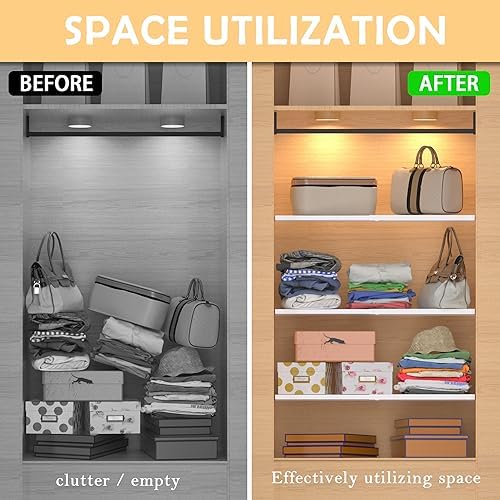 Expandable Closet Shelves, Adjustable Metal Closet Organizers and Storage Shelves for Wardrobe, Kitchen Pantry, Shoe Rack, (2 Pack,W11.81 x L: 17 "to 31") - Image 4