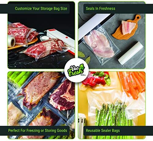 Vac Fresh Food Vacuum Sealer Rolls (8" x 50', 1 Roll), 3.5mil VF850 Embossed Food Storage Bags, Vacuum Seal Bags for Meal Prep, Sous Vide Bags for Cooking (50 Feet) - Image 4