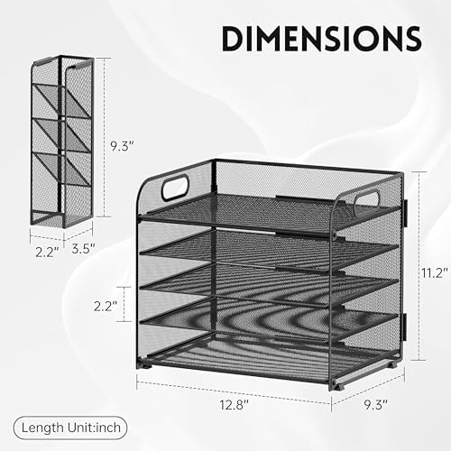 5-Tier Paper Organizer for Desk with Pen Holders, 2-Pack, Black - Image 4