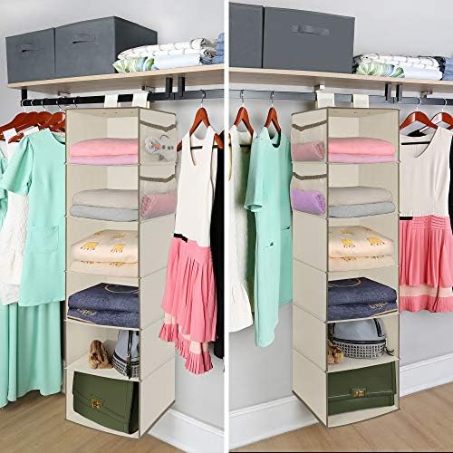MAX Houser 6 Tier Shelf Hanging Closet Organizer with 2 Widen Straps, Beige - Image 5