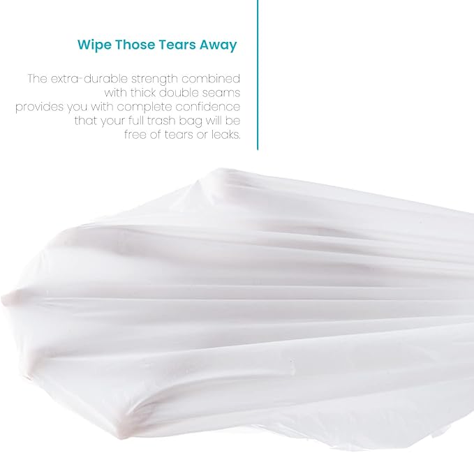 Home Zone Living 8 Gallon Kitchen Trash Bags with Drawstring Handles, Heavy Duty Custom Fit Design for Standard 30 Liter Kitchen Trash Cans, Code 30S, 60 Count (Pack of 2)