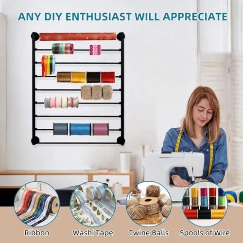 9 Tier Wall Mount Ribbon Organizer, Craft Room Storage Rack - Image 3
