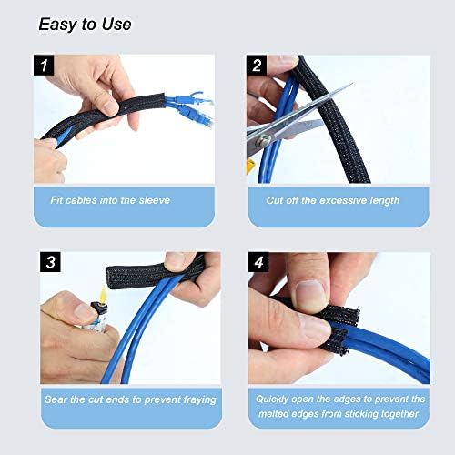Cable Management Sleeve, Split Design, 10FT - 3/4 Inch, Black - Image 6