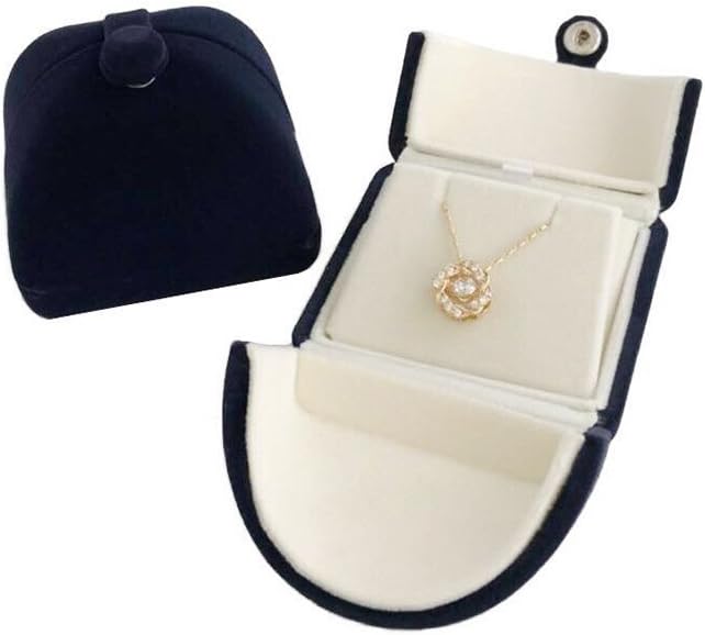 Navy Blue Velvet Premium Grade Jewelry Box for Earrings Necklace Double Layer Modern Unique Design Packaging Gift for Her (Jewelry is not included)
