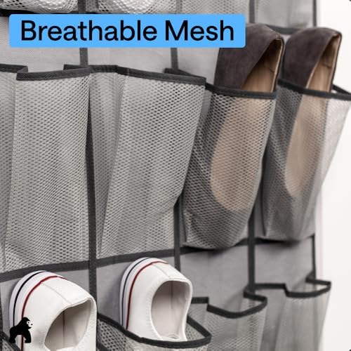 GORILLA GRIP Over the Door Shoe Organizer, 35 Large Pockets, Gray - Image 5