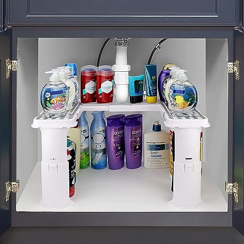 Expandable Under Sink Organizer and Storage I Bathroom Under the Sink Organizer Kitchen Under Sink Shelf I Cleaning Supplies Organizer Under Sink Storage I EXPANDABLE HEIGHT DEPTH & WIDTH - Image 2