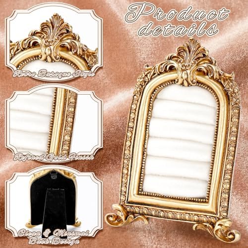 Liliaafar Vintage Ring Holder Frame Style Gold Ring Wedding Display - Image 4