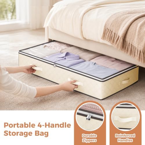 Budding Joy 95L Under Bed Storage Containers, 2 Pack Beige - Image 5