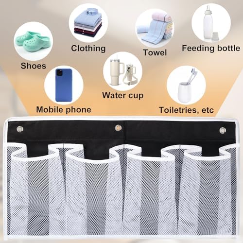 Pndeyo 1pc Bed Hanging Shoe Organizers with 3pcs Hooks, 22.44x11.61in,Black - Image 4
