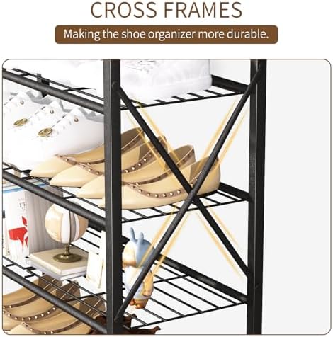 10-Tier Tall Shoe Rack, Large Capacity Shoe Shelf Holds40-45 Pairs, Shoe Shelf for Entryway, Hallway, Living Room, Rustic Brown - Image 7