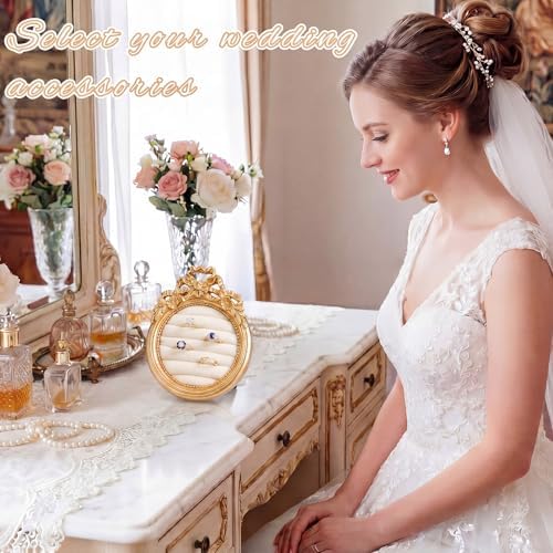 Liliaafar Vintage Ring Holder Mini Bow Gold Ring Wedding Display - Image 4