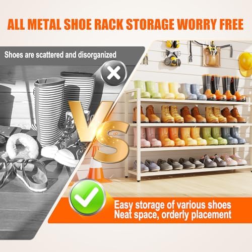 4-Tier Shoe Rack, Large Capacity Metal Free Standing Shoes Rack, Sturdy and Durable Shoe Organizer, Shoe Shelf for Closet, Entryway, Bedroom, for 24-28 Pairs, 42.1" W x 9.8" D x 27.6" H, White - Image 5