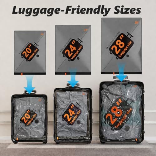 Travel Vacuum Bags with Cordless Electric Pump, 12 Combo Compression Packing Cubes for Clothing Clothes, Luggage Suitcase Organizer, Space Saver Vacation Cruise Travel Essentials - Image 4