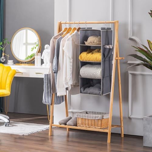 YOUDENOVA Hanging Closet Organizer and Storage for Clothes, 4-Shelf, Grey - Image 6