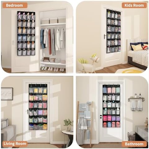 FENTEC 24 Large Pockets Over Door Shoe Organizer, Mesh Hanging Shoe Organizer for Closet Mesh Closet Holder, Back of Door Organizer for Cruise Ships, Rack for Wall, Black, 1 Pack - Image 5