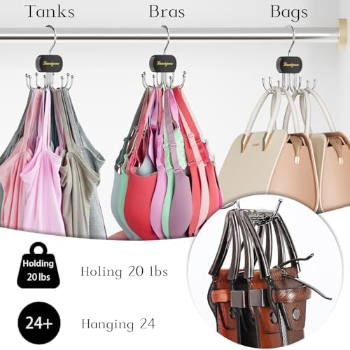 Belt Hanger, Belt Organizer for Closet,Rotatable Tie Rack,Belt Holder,Hanging Closet Organizer Hook for Belt, Bra, Tank Top, Tie, Scarf, Purse,4PCS,Black - Image 4