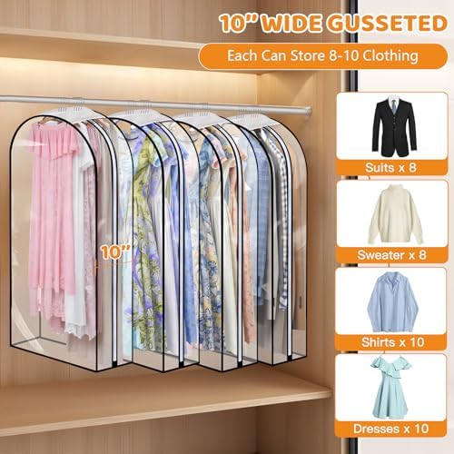 Dntorx 4 Pack Clear Garment Bags, 60" With 10" Gusset, Side Zipper - Image 3