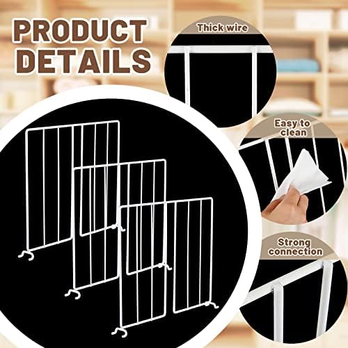Amylove 12 Pcs Wire Shelf Divider for Wire Shelves Closet Organization Clothes Wardrobe Separators Closet Organizer Dividers Storage Rack Separator for Cabinets Kitchen Office, White - Image 3
