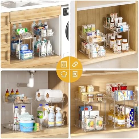Delamu Bathroom Under Sink Organizers and Storage, 2 Pack, Clear - Image 5