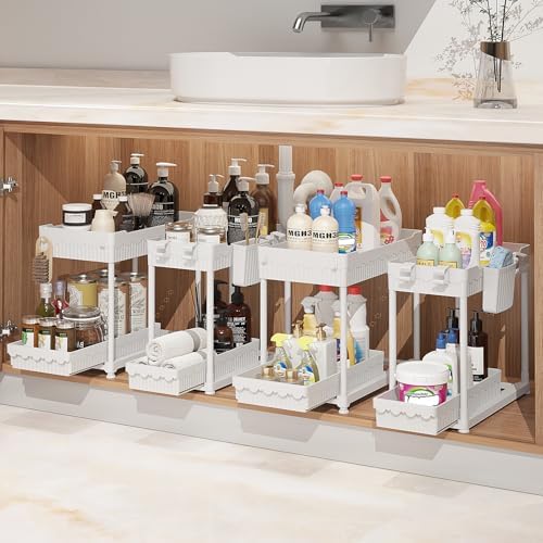 Sevenblue 4-Pack 2-Tier Under Sink Organizer with Pull Out Drawers by Sevenblue