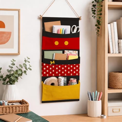 3-Pocket Hanging Wall Organizer, Cute Red Polka Dot Design for Bedroom - Image 6
