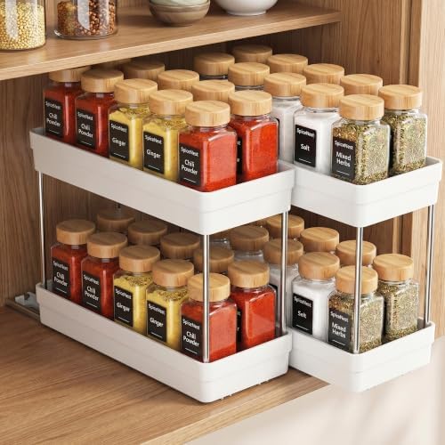 Pull Out Spice Rack, 2 Pack 2-Tier Cabinet Organizer, White by Unknown