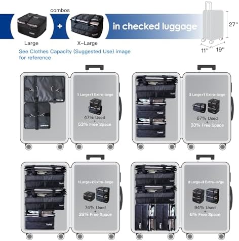 Grand Fusion Stow-N-Go Hanging Travel Shelves, Packing Organizer for Luggage. Carry on Closet for Suitcase. Expandable Packing Cube. Travel Essentials. (Black - XL, XL = (L) 17.7" x (W) 11.8") - Image 6