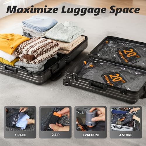 Travel Vacuum Bags with Cordless Electric Pump, 12 Combo Compression Packing Cubes for Clothing Clothes, Luggage Suitcase Organizer, Space Saver Vacation Cruise Travel Essentials - Image 2