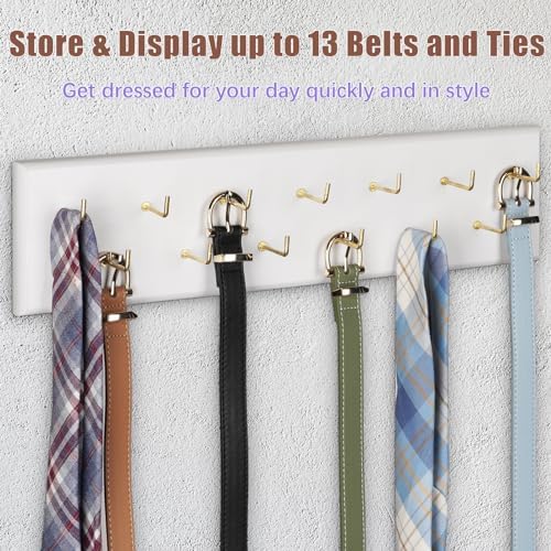 Belt Organizer, Wall Mounted Hanger for Closet, White - Image 3