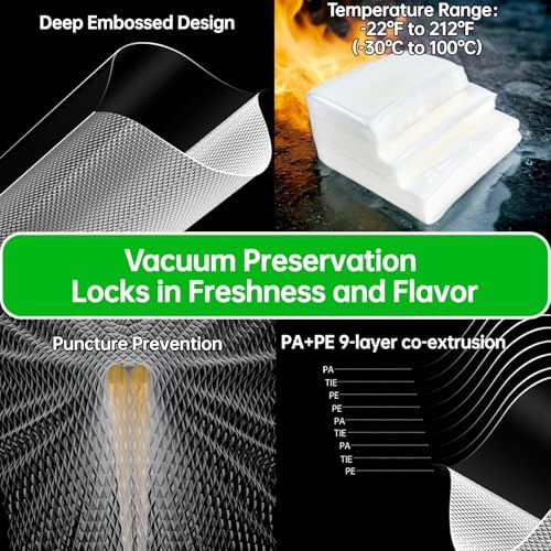 L'ELEF MISTICO Precut Vacuum Sealer Bags for Food, 100 Pint 6" x 10" BPA Free Food Saver, Vacuum Storage for Sous Vide and Freezer - Image 5
