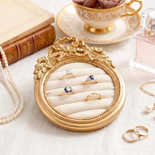 Liliaafar Vintage Ring Holder Mini Bow Gold Ring Wedding Display - Image 3