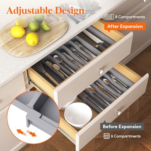 Lifewit Extra Large Silverware Drawer Organizer, Expandable Utensil Tray - Image 5