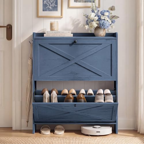 VASAGLE Narrow Shoe Storage Cabinet Organizer with 2 Flip Drawers by VASAGLEbySONGMICSHOME